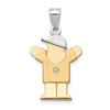 14k Two-tone The Kids Small Boy with Hat on Right AAA Diamond Love Pendant