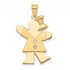 14k The Kids Medium Girl with Bow on Right AA Diamond Kiss Pendant