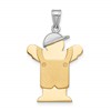 14k Two-tone The Kids Medium Boy in Overalls with Hat on Left Engravable Love Charm