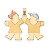 14k Tri-color The Kids Small Girl on Left and Boy on Right Engravable Kiss Charm
