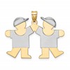 14k Two-tone The Kids Medium Double Boys Engravable Kiss Charm