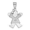 14k White Gold The Kids Small Girl with Bow on Left VS Diamond Joy Charm