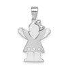14k White Gold The Kids Small Girl with Ruffles and Bow on Right VS Diamond Love Charm