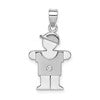 14k White Gold The Kids Small Boy with Hat on Right AAA Diamond Hugs Charm