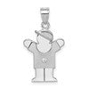 14k White Gold The Kids Small Boy with Hat on Right VS Diamond Love Charm