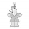 14k White Gold The Kids Medium Girl with Bow on Left VS Diamond Hugs Charm