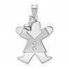 14k White Gold The Kids Medium Girl with Bow on Left AAA Diamond Joy Charm
