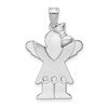 14k White Gold The Kids Medium Girl with Ruffles and Bow on Right VS Diamond Love Charm