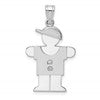 14k White Gold The Kids Medium Boy with Hat on Right AA Diamond Hugs Charm