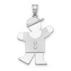 14k White Gold The Kids Medium Boy with Hat on Left VS Diamond Kiss Charm