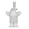 14k White Gold The Kids Medium Boy in Overalls with Hat on Left AA Diamond Love Charm