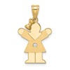 14k The Kids Small Girl with Bow on Left AA Diamond Love Pendant