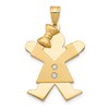 14k The Kids Medium Girl with Bow on Left AA Diamond Joy Pendant
