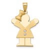 14k The Kids Medium Girl with Bow on Left AA Diamond Love Pendant
