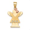 14k Two-tone The Kids Small Girl with Ruffles and Bow on Right VS Diamond Love Pendant