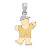 14k Two-tone The Kids Small Boy with Hat on Left A Diamond Kiss Pendant