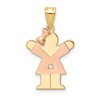 14k Two-tone The Kids Small Girl with Bow on Left A Diamond Love Pendant