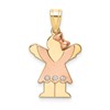 14k Two-tone The Kids Small Girl with Ruffles and Bow on Right A Diamond Love Pendant