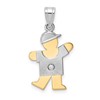 14k Two-tone The Kids Small Boy with Hat on Left AA Diamond Kiss Pendant