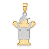 14k Two-Tone The Kids Small Boy in Overalls with Hat on Left Charm Mounting