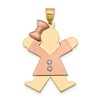 14k Two-tone The Kids Medium Girl with Bow on Left AAA Diamond Joy Pendant