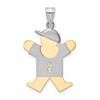 14k Two-tone The Kids Medium Boy with Hat on Right AAA Diamond Joy Pendant