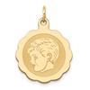 14k Boy Head on .013 Gauge 18mm Engravable Scalloped Disc Charm