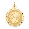 14k Boy Head on .011 Gauge 22mm Engravable Scalloped Disc Charm
