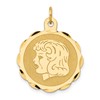 14k Girl Head on .011 Gauge 22mm Engravable Scalloped Disc Charm