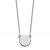 14kw Tiny Circle Block Letter V Initial Necklace