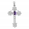 14k White Gold 5x3mm Oval Amethyst Cross Pendant