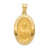 14k Polished and Satin Hollow Sacred Heart of Jesus Medal Oval Pendant