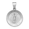 14K White Gold Polished and Satin Hollow Our Lady of Guadalupe Medal Round Pendant