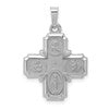 14k White Gold Polished and Satin Hollow Four-Way Medal Pendant