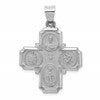 14k White Gold Polished and Satin Hollow Four-Way Religious Medal Pendant