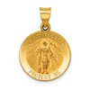 14k Polished and Satin Hollow St Florian Medal Round Pendant