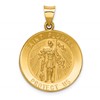 14k Polished and Satin Hollow St Florian Medal Round Pendant