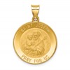 14k Polished and Satin Hollow St Joseph Medal Round Pendant