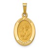 14k Polished and Satin St Joseph Medal Hollow Oval Pendant