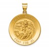14k Polished and Satin Hollow Large St. Michael Medal Round Pendant