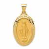 14k Polished and Satin Hollow Miraculous Medal Oval Pendant
