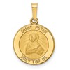 14k Polished and Satin Hollow Saint Peter Medal Round Pendant