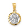 14K and White Rhodium Diamond-cut Cherub in Circle Pendant