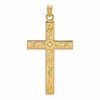 14k Etched Floral Design Cross Pendant