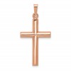 14K Rose Gold Brushed and Polished Hollow Cross Pendant