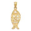 14K Polished JESUS Fish Pendant