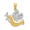 14k and White Rhodium Dove with Olive Brance Pendant