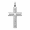 14k White Gold Polished and Satin with Dots Cross Pendant