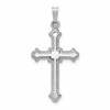 14k White Gold Polished Fleur de Lis Cross Pendant