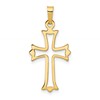14k Polished Cut-out Fleur de Lis Cross Pendant